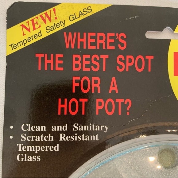 Vintage Round Glass Cutting Board Trivet Clear Textured Tempered 7" Rubber Feet - Picture 4 of 8